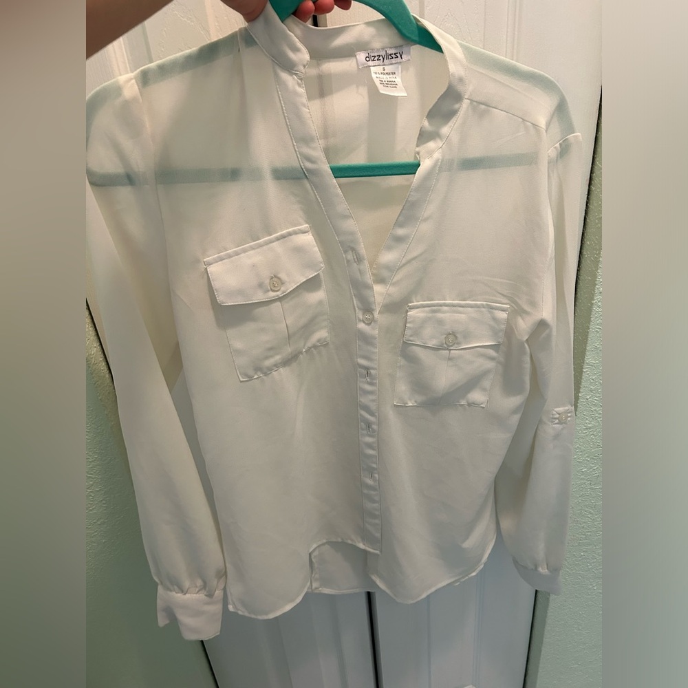 White Chiffon Button up Dress shirt
